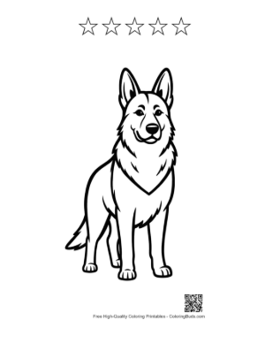 Thumbnail: Cheerful German Shepherd Outline Printable and 5 Star Outline