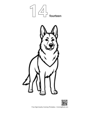 Thumbnail: Cheerful German Shepherd Outline Printable Outline Number 14