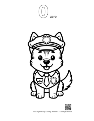 Thumbnail: Cute German Shepherd Police Dog Puppy in Uniform Printable Outline Number 0