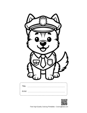 Thumbnail: Cute German Shepherd Police Dog Puppy in Uniform Printable with Title and Artist Box