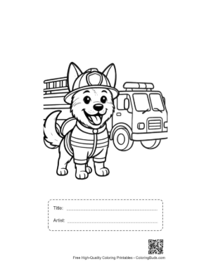 Thumbnail: Cute German Shepherd Puppy Wearing a Fire Captain Uniform Printable with Title and Artist Box
