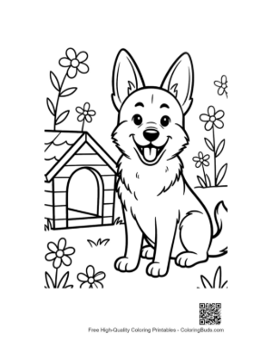 Thumbnail: Cute German Shepherd to Color Printable