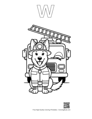 Thumbnail: Easy German Shepherd Printable Outline Alphabet W