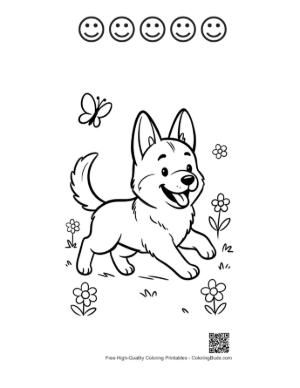 Thumbnail: Free German Shepherd for Kids Printable and 5 Happy Face Outline