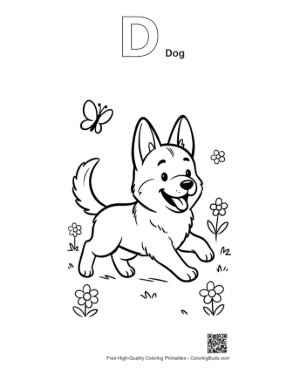 Thumbnail: Free German Shepherd for Kids Printable Outline Alphabet D Dog
