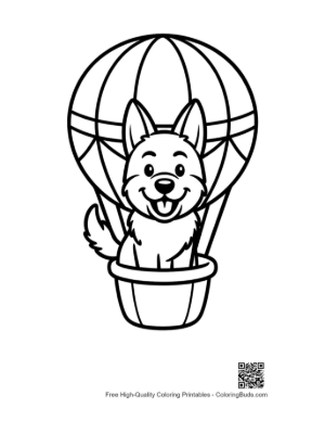 Thumbnail: German Shepherd Puppy Enjoying a Hot Air Balloon Ride Printable
