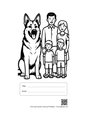 Thumbnail: Giant German Shepherd with Happy Family Printable with Title and Artist Box