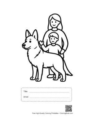 Thumbnail: Happy Family with German Shepherd Printable with Title and Artist Box