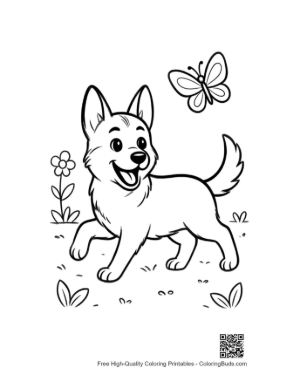 Thumbnail: Sweet German Shepherd Puppy Walking in a Flower Field Printable