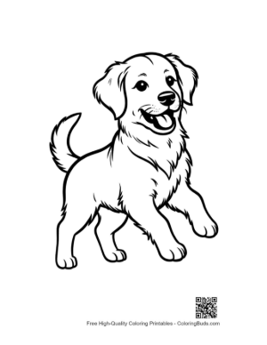 Thumbnail: Active Golden Retriever Puppy Running Through the Meadow Printable