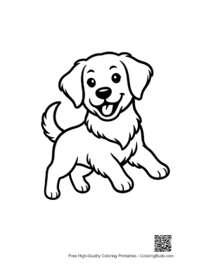Thumbnail: Adorable Golden Retriever Puppy Playing on the Lawn Printable
