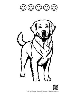 Thumbnail: Cheerful Golden Retriever Outline Portrait Printable and 5 Happy Face Outline