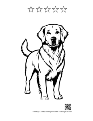 Thumbnail: Cheerful Golden Retriever Outline Portrait Printable and 5 Star Outline