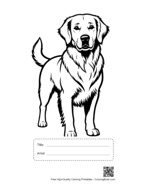 Thumbnail: Cheerful Golden Retriever Outline Portrait Printable with Title and Artist Box