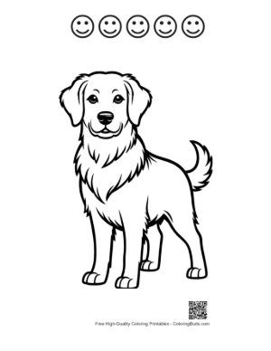 Thumbnail: Cute Golden Retriever Outline Standing Proudly Printable and 5 Happy Face Outline