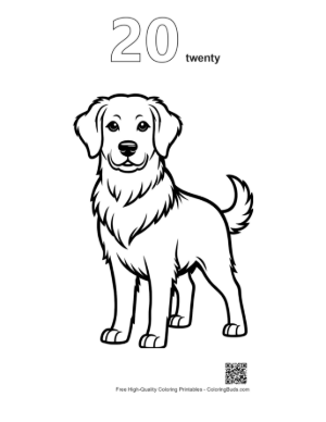 Thumbnail: Cute Golden Retriever Outline Standing Proudly Printable Outline Number 20