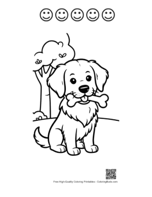 Thumbnail: Easy Golden Retriever Coloring Page Printable and 5 Happy Face Outline