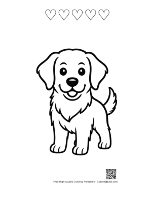 Thumbnail: Free Golden Retriever Printable and 5 Heart Outline