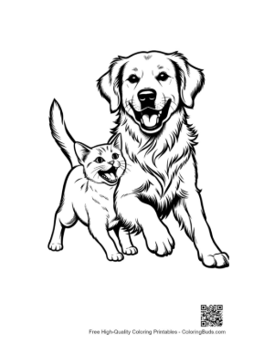 Thumbnail: Golden Retriever and Kitten Playfully Chasing