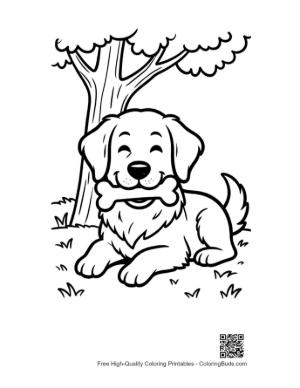 Thumbnail: Golden Retriever Puppy Resting Peacefully Under a Tree Printable
