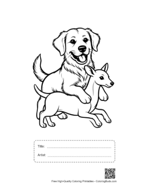 Thumbnail: Golden Retriever Puppy Riding a Deer Printable with Title and Artist Box