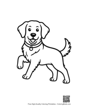 Thumbnail: Golden Retriever Puppy Standing in a Flowery Field Printable