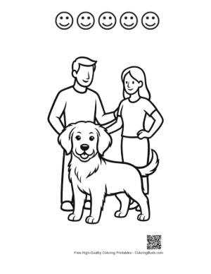Thumbnail: Happy Family with Golden Retriever Printable and 5 Happy Face Outline