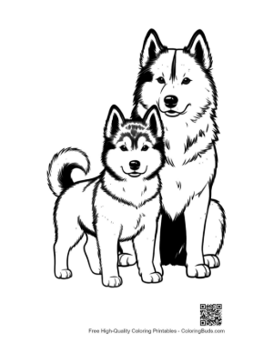 Thumbnail: Adorable Husky Mom and Puppy