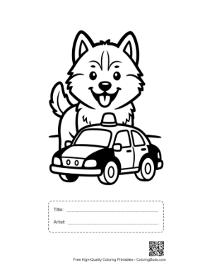 Thumbnail: Cute Husky to Color Printable with Title and Artist Box