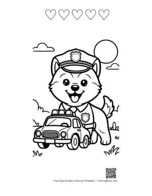 Thumbnail: Download Husky Coloring Page Printable and 5 Heart Outline