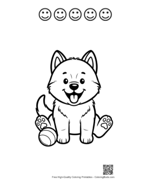 Thumbnail: Download Husky Printable and 5 Happy Face Outline