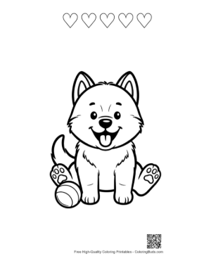 Thumbnail: Download Husky Printable and 5 Heart Outline