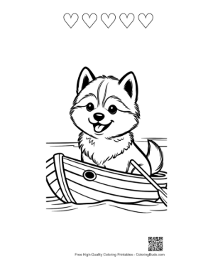 Thumbnail: Husky to Color Printable and 5 Heart Outline