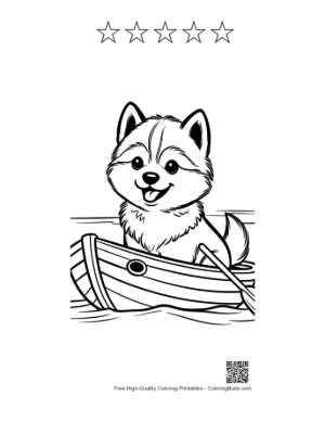 Thumbnail: Husky to Color Printable and 5 Star Outline