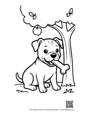 Thumbnail: Adorable Pitbull Cub Playing with a Mini Tank in the Forest Printable