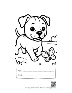 Thumbnail: Baby Pitbull with a Flower Crown Enjoying Honey Printable with Title and Artist Box