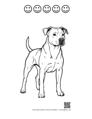 Thumbnail: Confident Pitbull Standing Proudly Printable and 5 Happy Face Outline