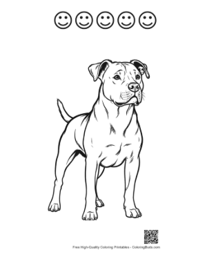 Thumbnail: Confident Pitbull Standing Proudly Printable and 5 Happy Face Outline