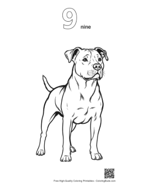 Thumbnail: Confident Pitbull Standing Proudly Printable Outline Number 9