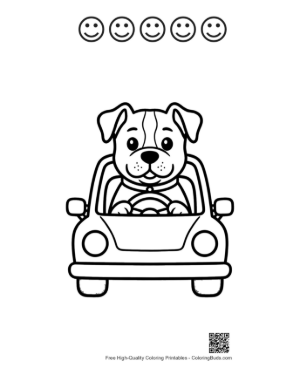 Thumbnail: Cute Pitbull Dog Flying a Diamond Kite in the Wind Printable and 5 Happy Face Outline
