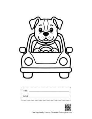 Thumbnail: Cute Pitbull Dog Flying a Diamond Kite in the Wind Printable with Title and Artist Box