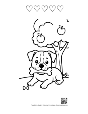 Thumbnail: Cute Pitbull to Color Printable and 5 Heart Outline