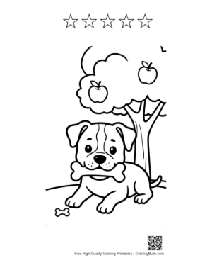 Thumbnail: Cute Pitbull to Color Printable and 5 Star Outline