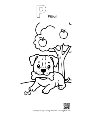 Thumbnail: Cute Pitbull to Color Printable Outline Alphabet P Pitbull