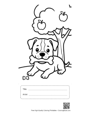 Thumbnail: Cute Pitbull to Color Printable with Title and Artist Box