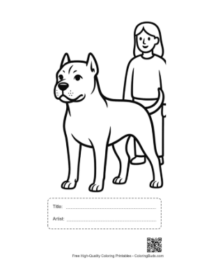 Thumbnail: Girl Standing Proudly with Her Pitbull Printable with Title and Artist Box
