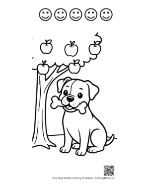 Thumbnail: Little Pitbull Dog Sitting on a Military Tank Illustration Printable and 5 Happy Face Outline