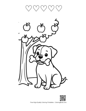 Thumbnail: Little Pitbull Dog Sitting on a Military Tank Illustration Printable and 5 Heart Outline