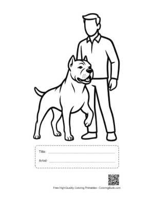 Thumbnail: Man Standing Proudly with Muscular Pitbull Printable with Title and Artist Box
