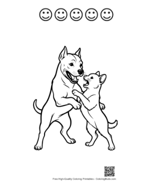 Thumbnail: Pitbull and Kitten Playful Sparring Printable and 5 Happy Face Outline